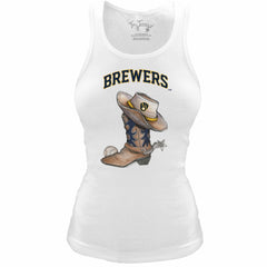Milwaukee Brewers Tiny Turnip Women's Fitted Vintage Cowboy Boot Tri-Blend Tank Top - MLB Tanks