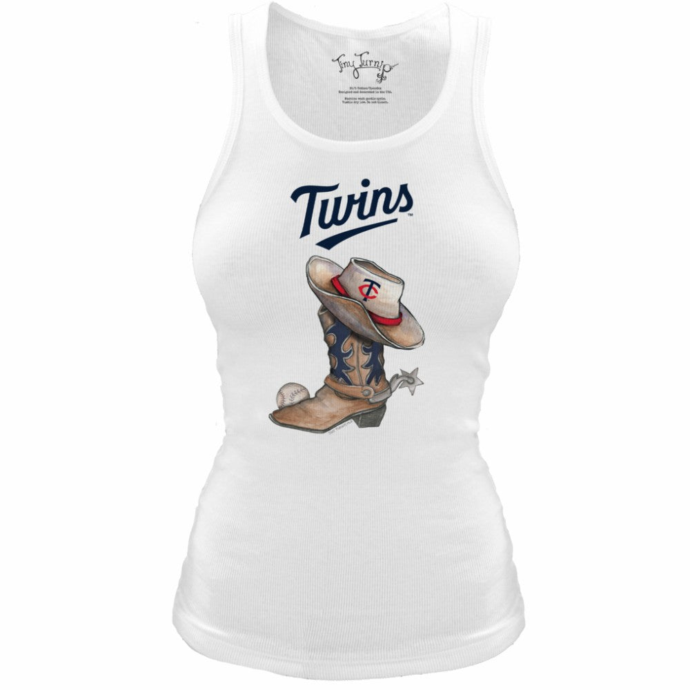 Minnesota Twins Tiny Turnip Women's Fitted Vintage Cowboy Boot Tri-Blend Tank Top - MLB Tanks