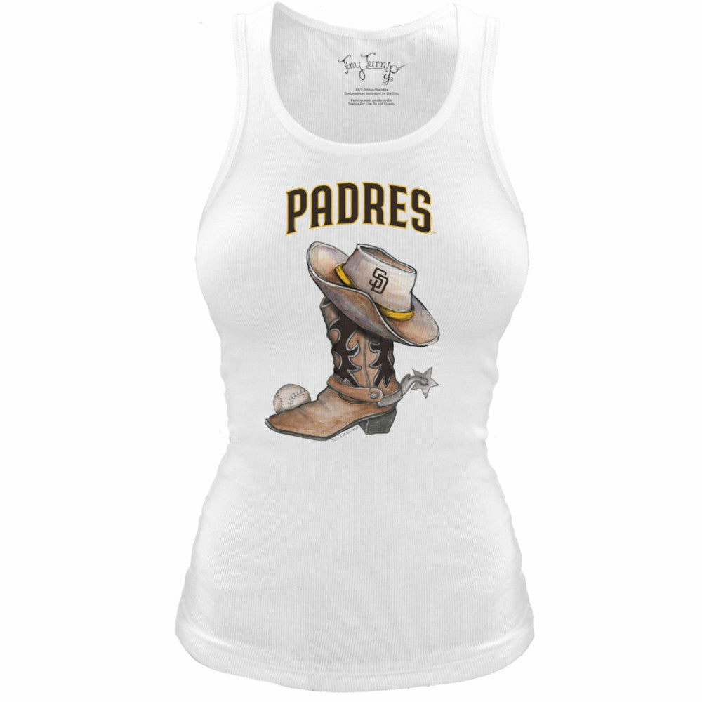 San Diego Padres Tiny Turnip Women's Fitted Vintage Cowboy Boot Tri-Blend Tank Top - MLB Tanks
