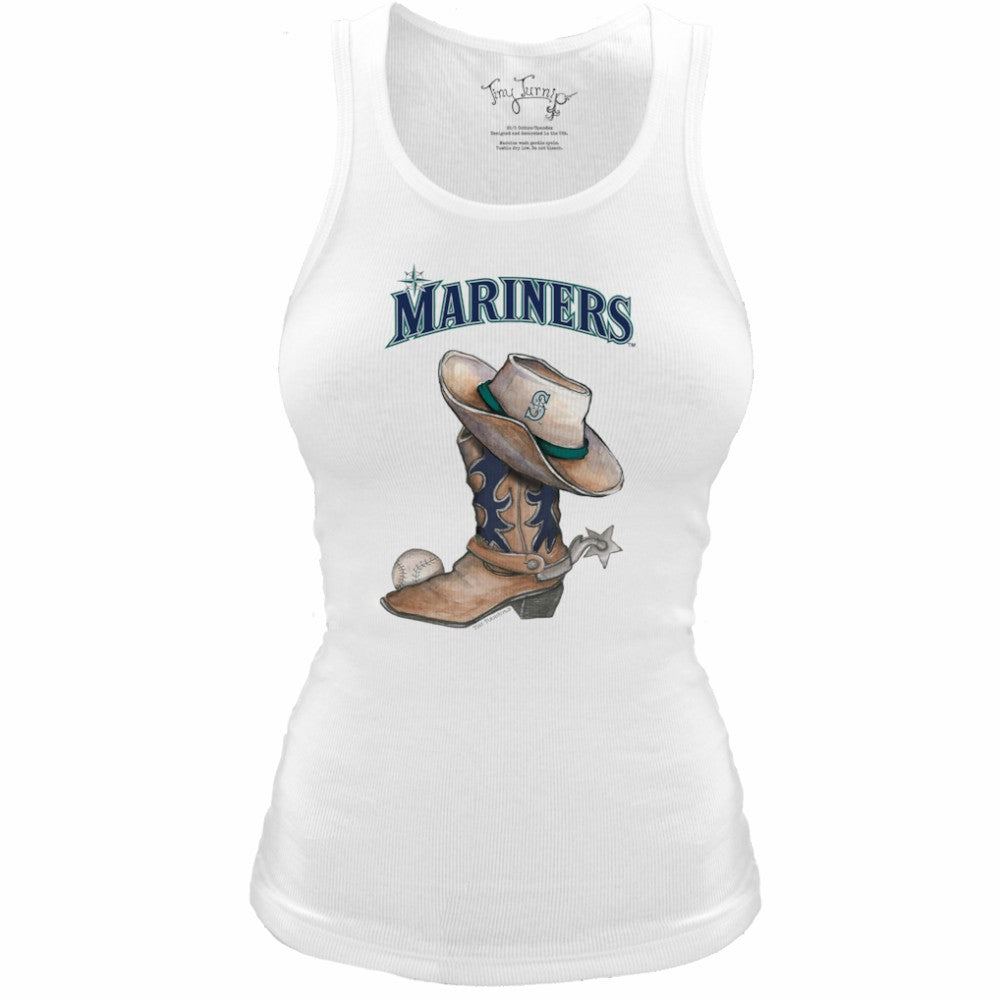 Seattle Mariners Tiny Turnip Women's Fitted Vintage Cowboy Boot Tri-Blend Tank Top - MLB Tanks