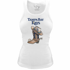 Tampa Bay Rays Tiny Turnip Women's Fitted Vintage Cowboy Boot Tri-Blend Tank Top - MLB Tanks