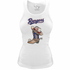 Texas Rangers Tiny Turnip Women's Fitted Vintage Cowboy Boot Tri-Blend Tank Top - MLB Tanks
