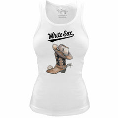 Chicago White Sox Tiny Turnip Women's Fitted Vintage Cowboy Boot Tri-Blend Tank Top - MLB Tanks
