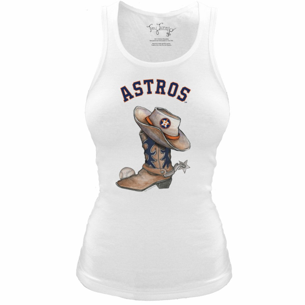 Houston Astros Tiny Turnip Women's Fitted Vintage Cowboy Boot Tri-Blend Tank Top - MLB Tanks