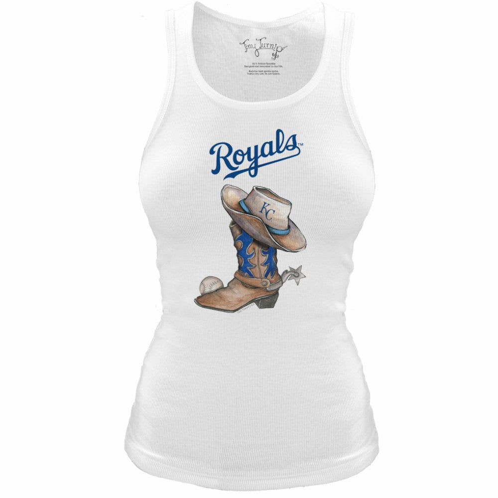 Kansas City Royals Tiny Turnip Women's Fitted Vintage Cowboy Boot Tri-Blend Tank Top - MLB Tanks