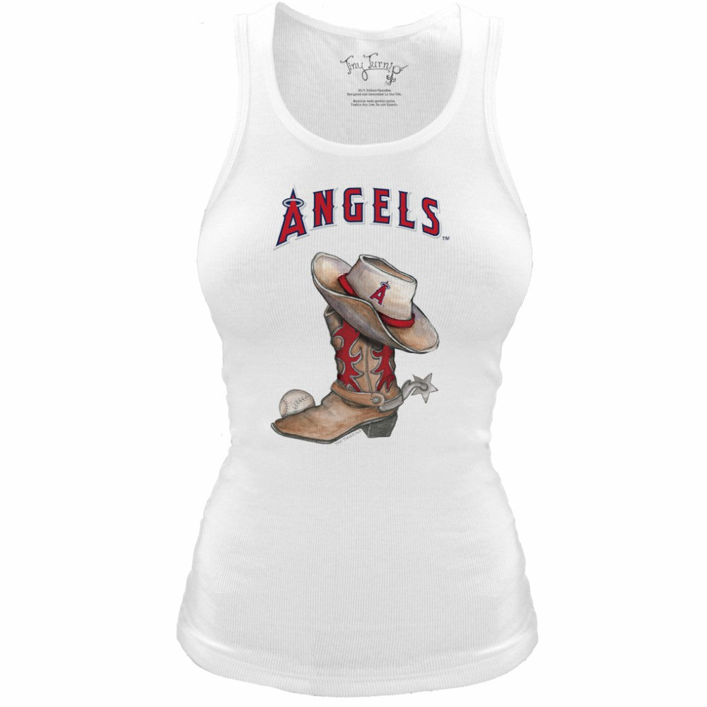 Los Angeles Angels Tiny Turnip Women's Fitted Vintage Cowboy Boot Tri-Blend Tank Top - MLB Tanks