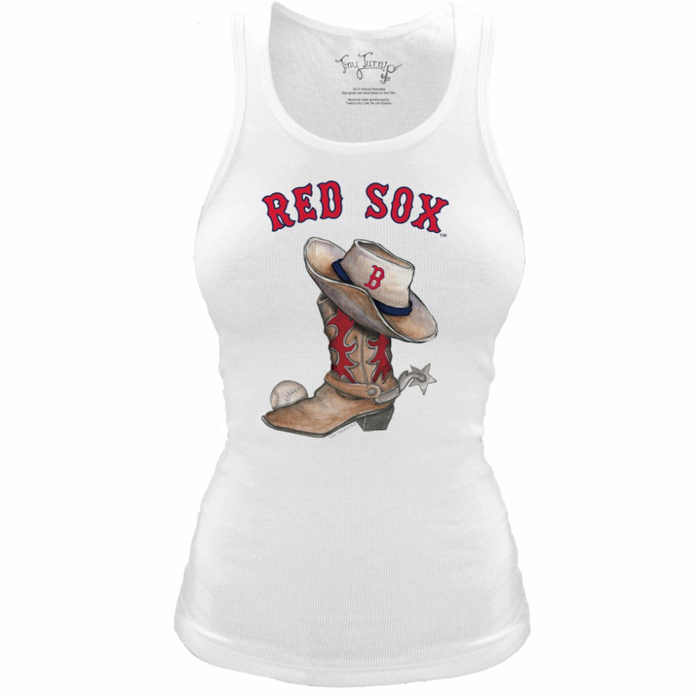 Boston Red Sox Tiny Turnip Women's Fitted Vintage Cowboy Boot Tri-Blend Tank Top - MLB Tanks