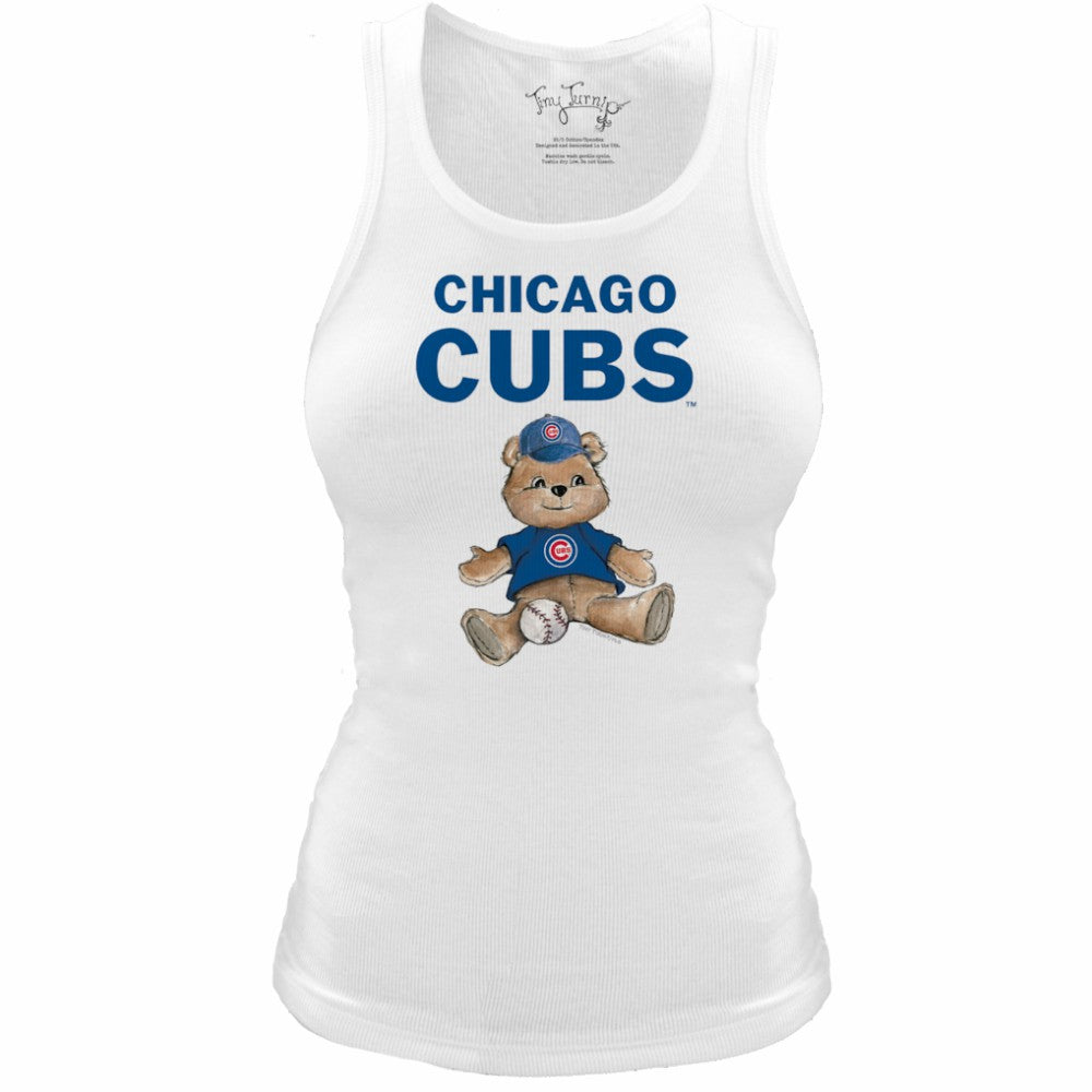 Chicago Cubs Tiny Turnip Women's Fitted Teddy Bear Tri-Blend Tank Top - MLB Tanks