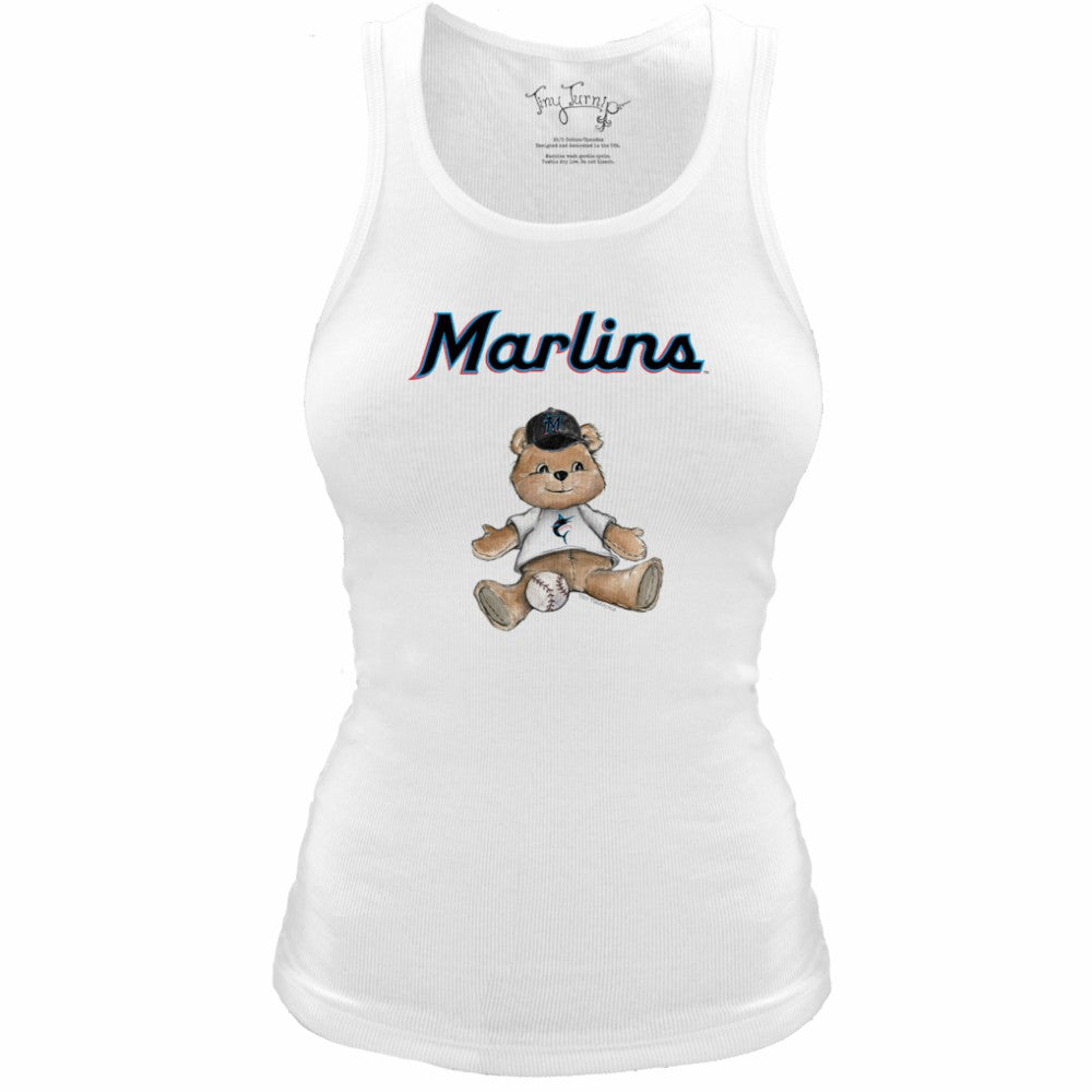 Miami Marlins Tiny Turnip Women's Fitted Teddy Bear Tri-Blend Tank Top - MLB Tanks