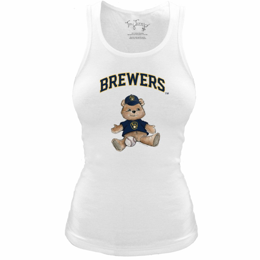 Milwaukee Brewers Tiny Turnip Women's Fitted Teddy Bear Tri-Blend Tank Top - MLB Tanks