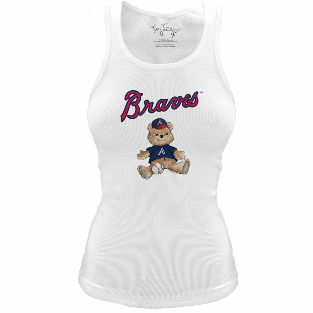 Atlanta Braves Tiny Turnip Women's Fitted Teddy Bear Tri-Blend Tank Top - MLB Tanks