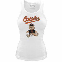 Baltimore Orioles Tiny Turnip Women's Fitted Teddy Bear Tri-Blend Tank Top - MLB Tanks