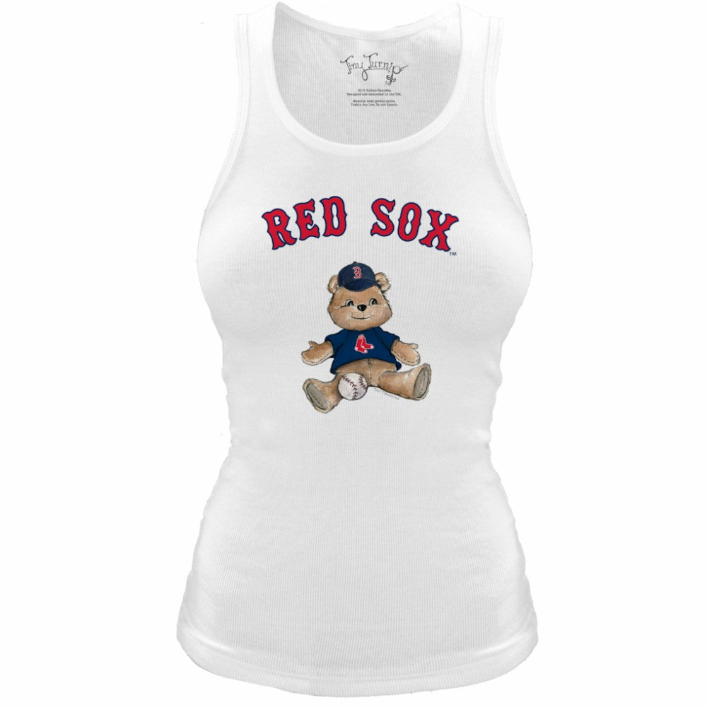 Boston Red Sox Tiny Turnip Women's Fitted Teddy Bear Tri-Blend Tank Top - MLB Tanks