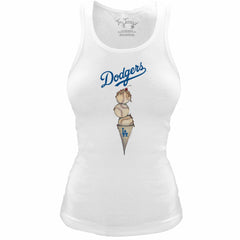Los Angeles Dodgers Tiny Turnip Women's Fitted Triple Scoop Tri-Blend Tank Top - MLB Tanks