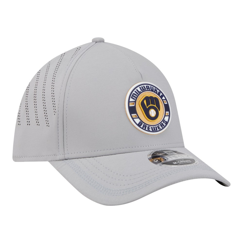 Milwaukee Brewers New Era Patch 39THIRTY A-Frame M-Crown Perforated Flex Hat - MLB Hats