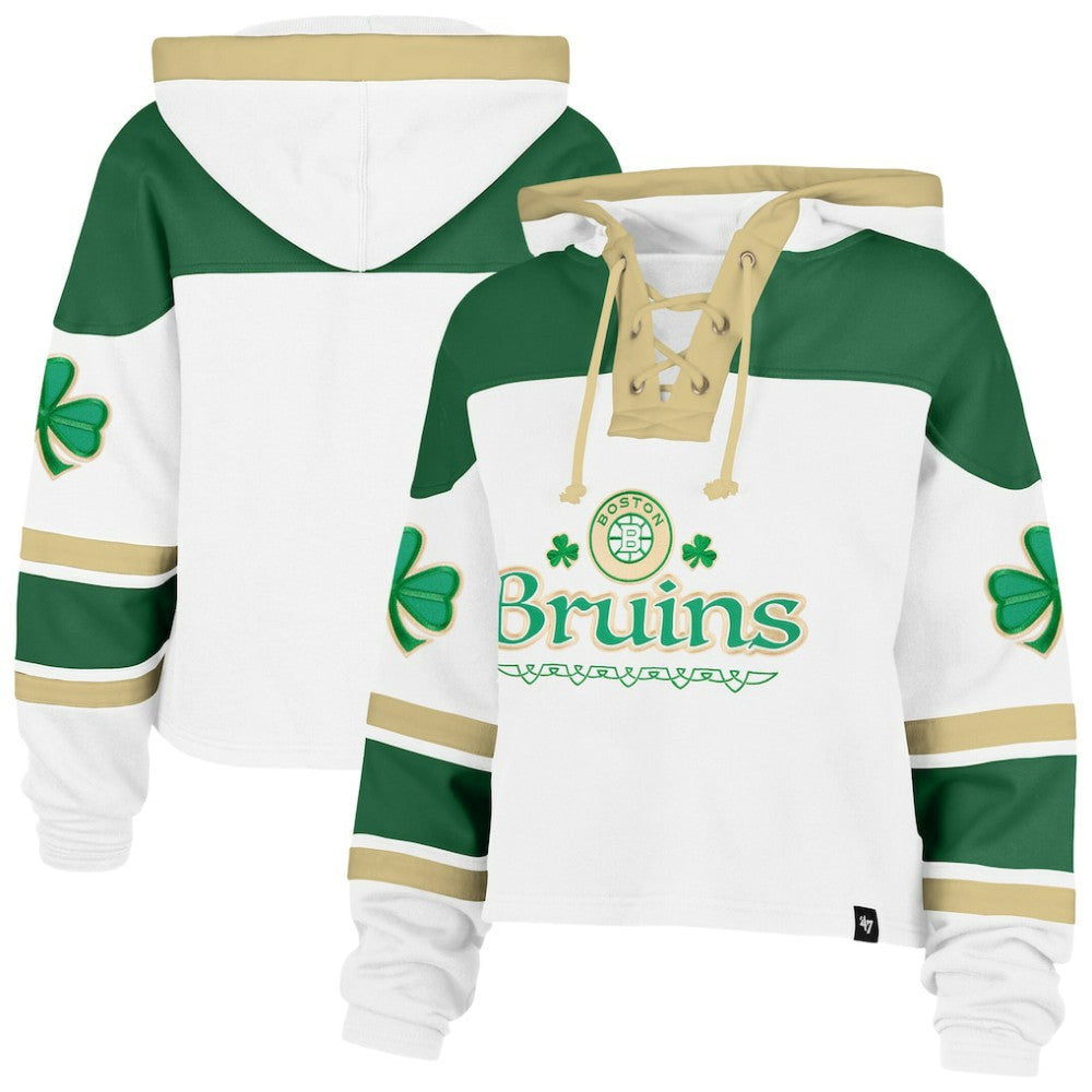 Boston Bruins '47 Women's McLucky Cropped Lacer Hoodie -  NHL Hoodies