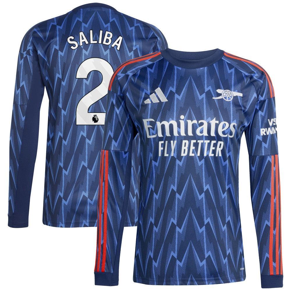 William Saliba Arsenal 2025/26 Away Replica Long Sleeve Player Jersey