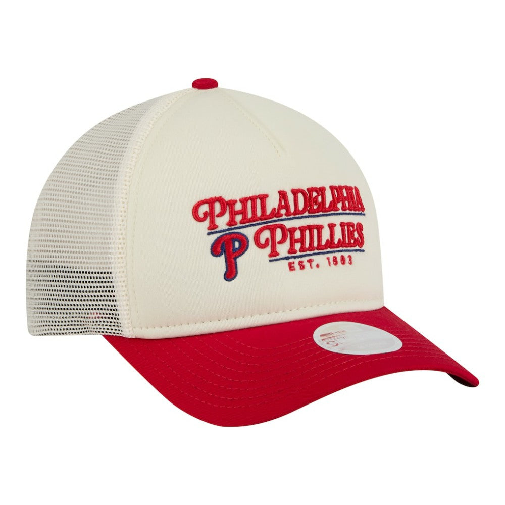 Philadelphia Phillies New Era Women's Retro 9FORTY M-Crown A-Frame Trucker Adjustable Hat - MLB Hats