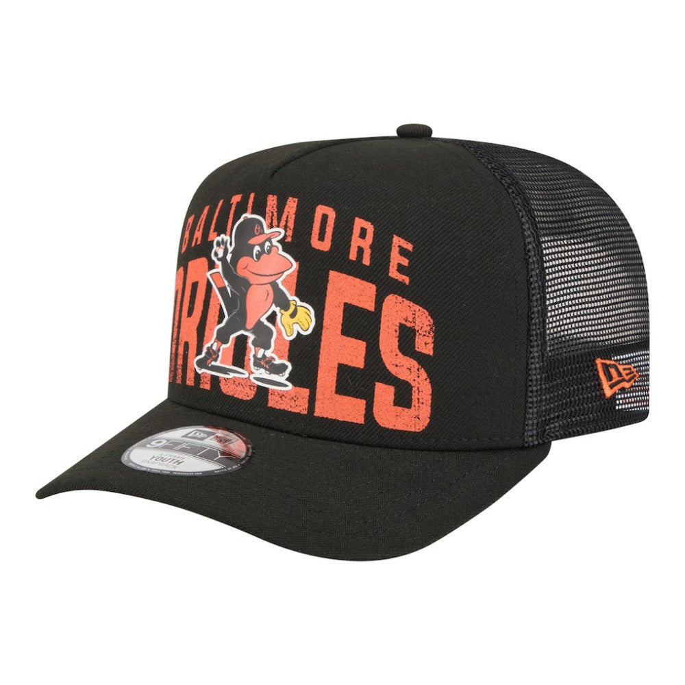 Baltimore Orioles New Era Youth Logo Fade A-Frame 9FIFTY Snapback Hat - MLB Hats