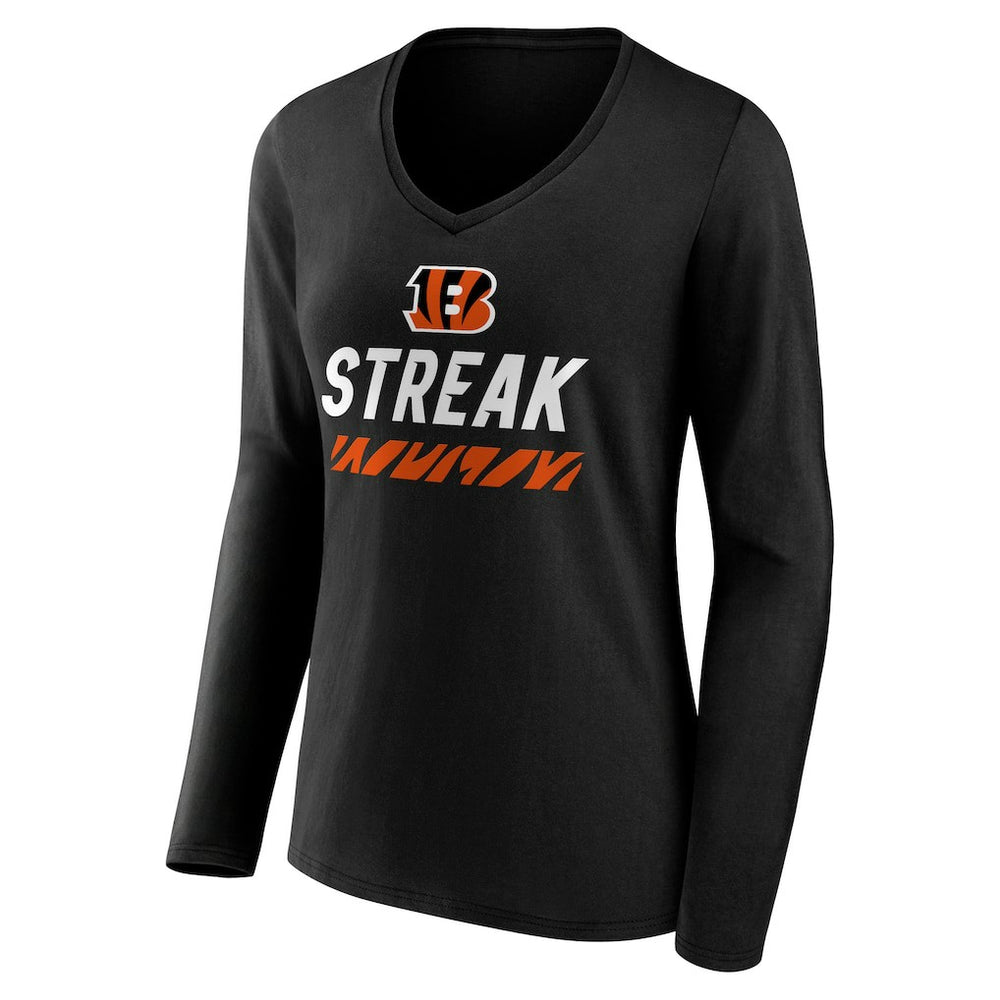 Cincinnati Bengals Women's Streak V-Neck Long Sleeve T-Shirt | NFL Discount