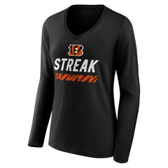 Cincinnati Bengals Women's Streak V-Neck Long Sleeve T-Shirt | NFL Discount