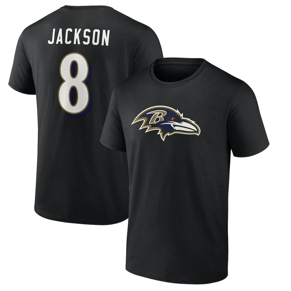 Baltimore Ravens Lamar Jackson  Icon Name & Number T-Shirt | NFL Sale