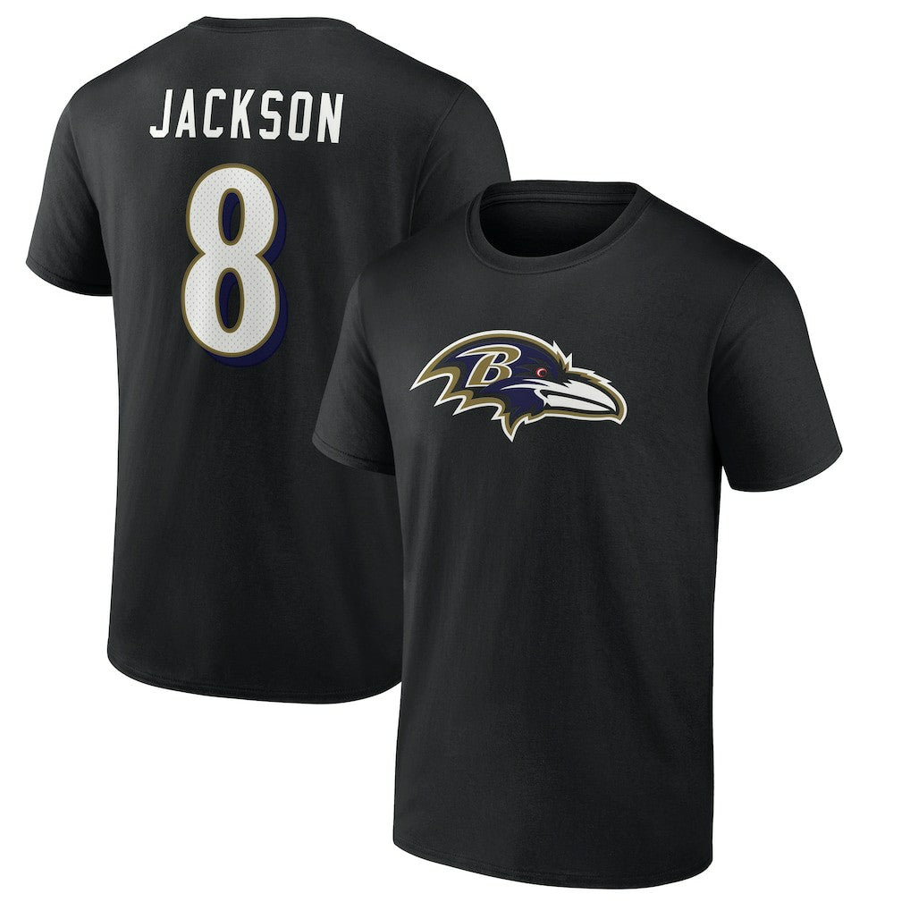 Baltimore Ravens Lamar Jackson  Icon Name & Number T-Shirt | NFL Sale