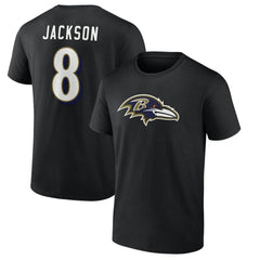 Baltimore Ravens Lamar Jackson  Icon Name & Number T-Shirt | NFL Sale