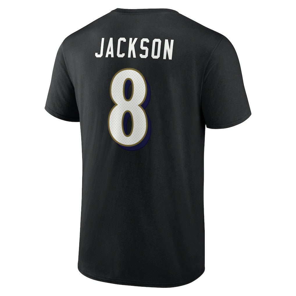 Baltimore Ravens Lamar Jackson  Icon Name & Number T-Shirt | NFL Sale