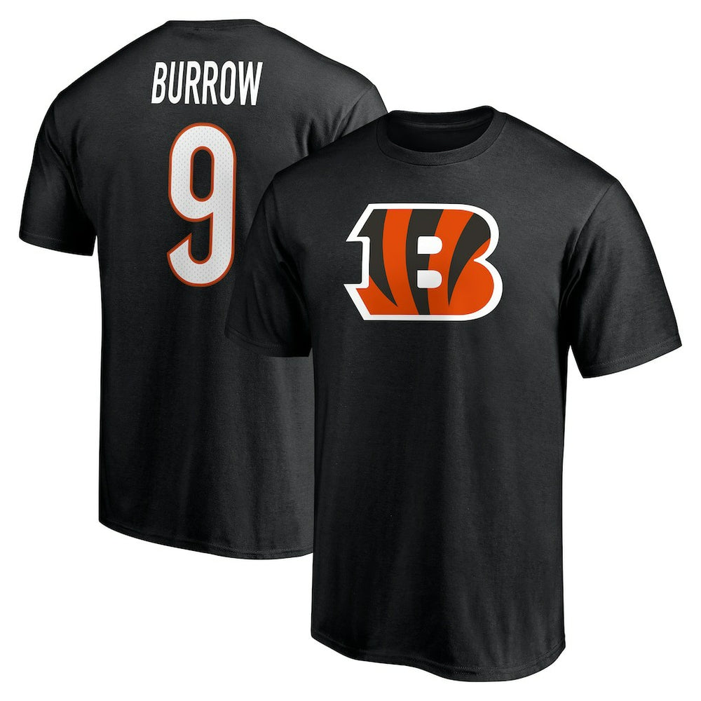 Cincinnati Bengals Joe Burrow  Icon Name & Number T-Shirt | NFL Sale