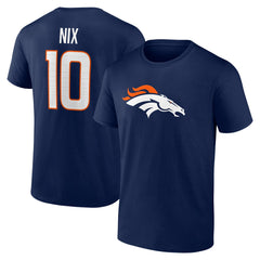 Denver Broncos Bo Nix  Icon Name & Number T-Shirt | NFL US