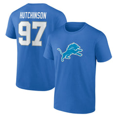 Detroit Lions Aidan Hutchinson  Icon Name & Number T-Shirt | NFL Sale