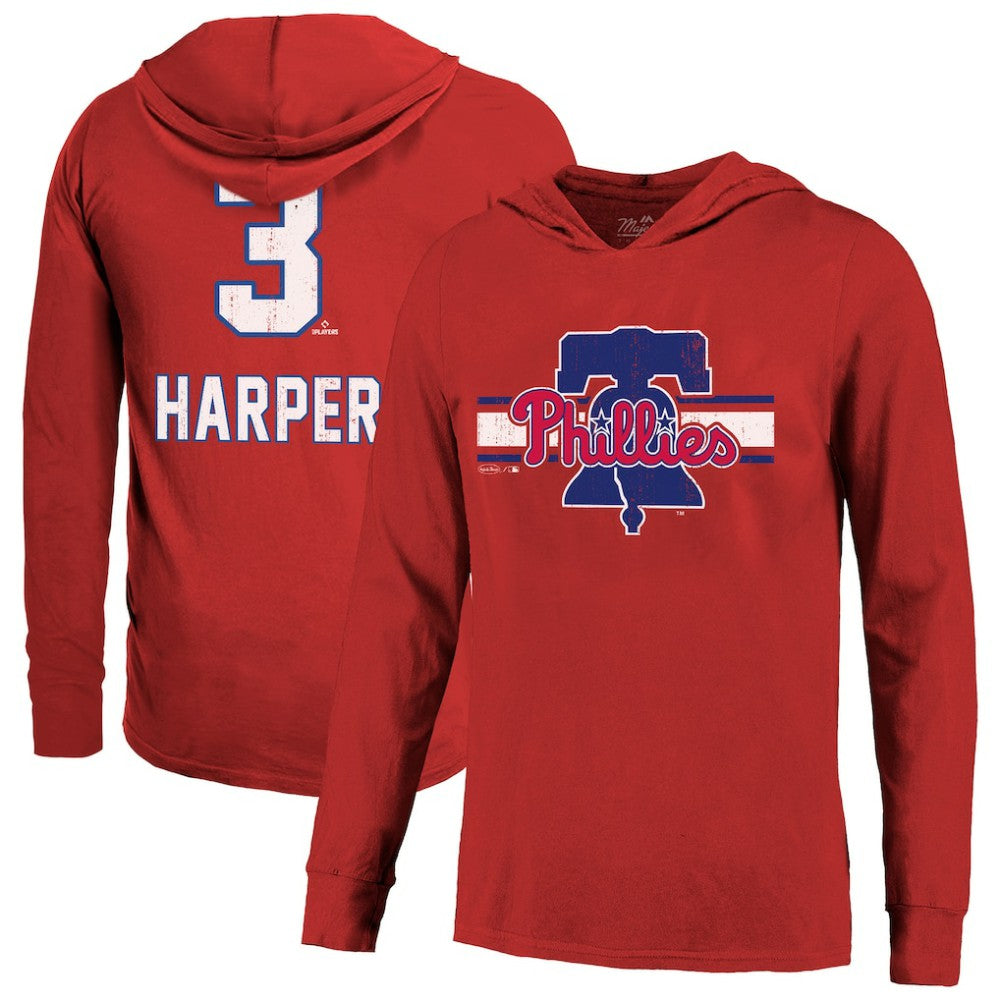Bryce Harper Philadelphia Phillies Majestic Threads Lightweight Name & Number Hoodie - MLB Hoodies