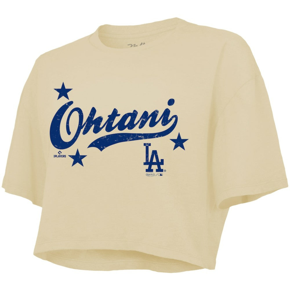 Shohei Ohtani Los Angeles Dodgers Majestic Threads Women's Boxy Crop Top - MLB Tops
