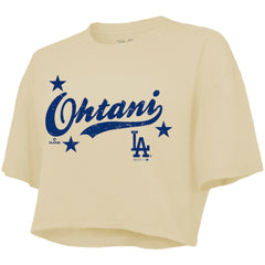 Shohei Ohtani Los Angeles Dodgers Majestic Threads Women's Boxy Crop Top - MLB Tops