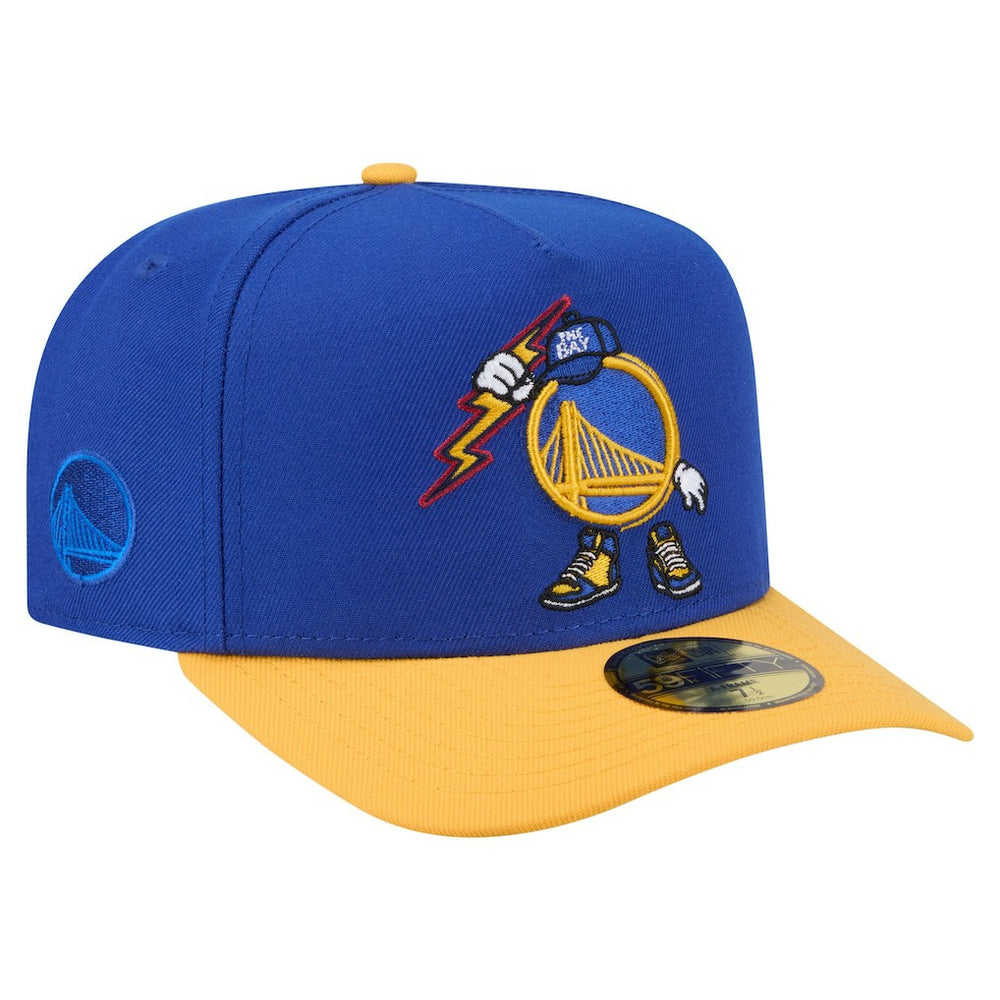 Royal Golden State Warriors Injection Cartoon Logo A-Frame 59FIFTY Fitted Hat sale | NBA