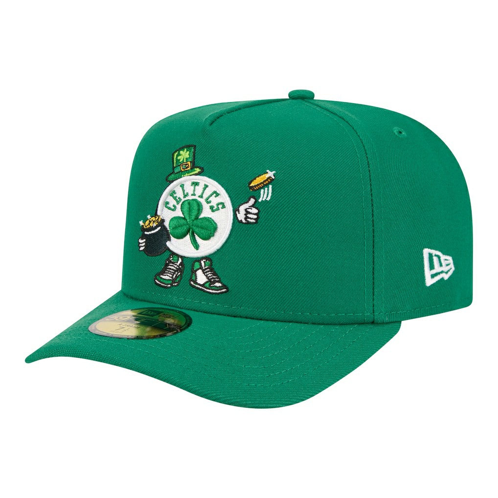 Kelly Green Boston Celtics Injection Cartoon Logo A-Frame 59FIFTY Fitted Hat | NBA