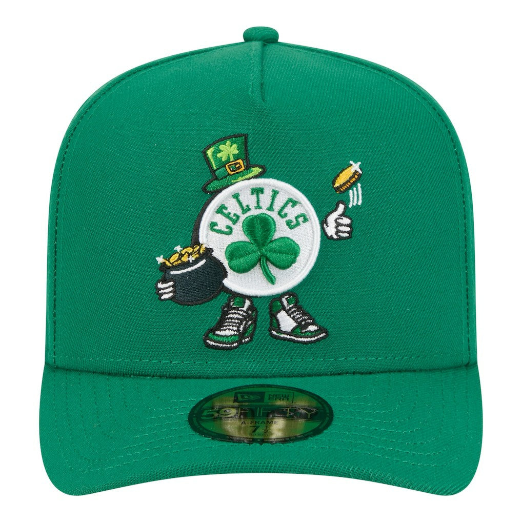 Kelly Green Boston Celtics Injection Cartoon Logo A-Frame 59FIFTY Fitted Hat | NBA