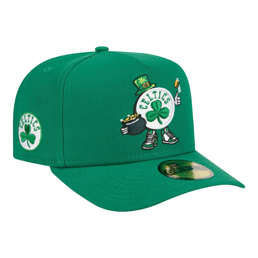 Kelly Green Boston Celtics Injection Cartoon Logo A-Frame 59FIFTY Fitted Hat | NBA