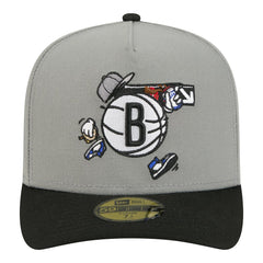 Gray Brooklyn Nets Injection Cartoon Logo A-Frame 59FIFTY Fitted Hat | NBA