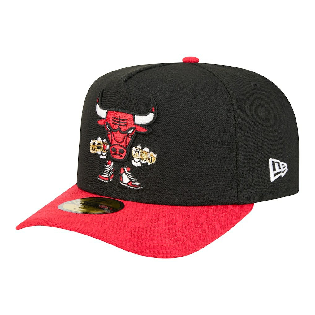 Black Chicago Bulls Injection Cartoon Logo A-Frame 59FIFTY Fitted Hat | NBA