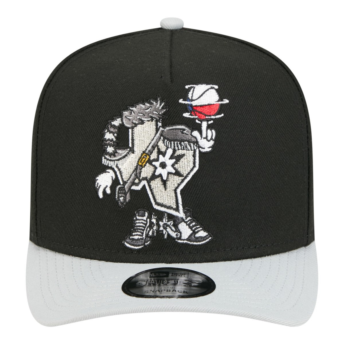 Black San Antonio Spurs Injection Cartoon Logo A-Frame 9FIFTY Adjustable Hat | NBA