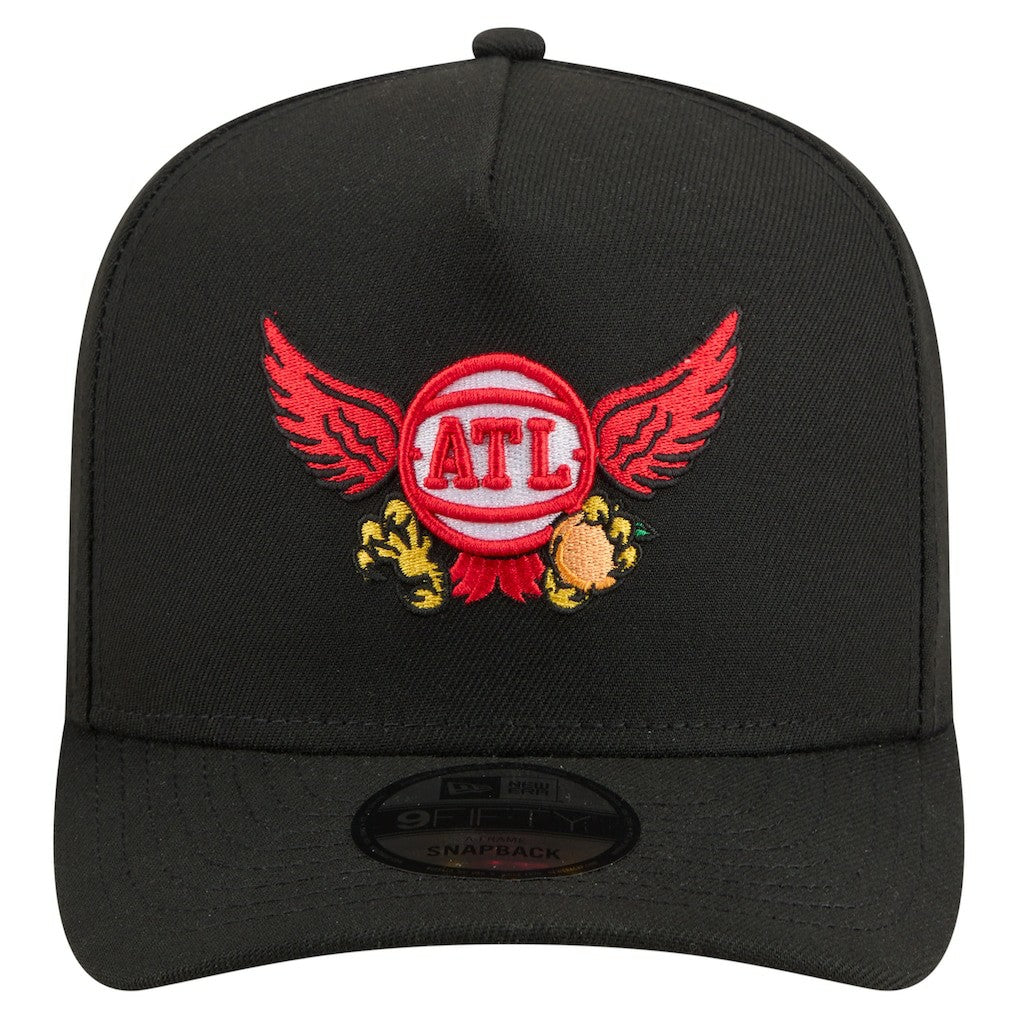Black Atlanta Hawks Injection Cartoon Logo A-Frame 9FIFTY Adjustable Hat | NBA