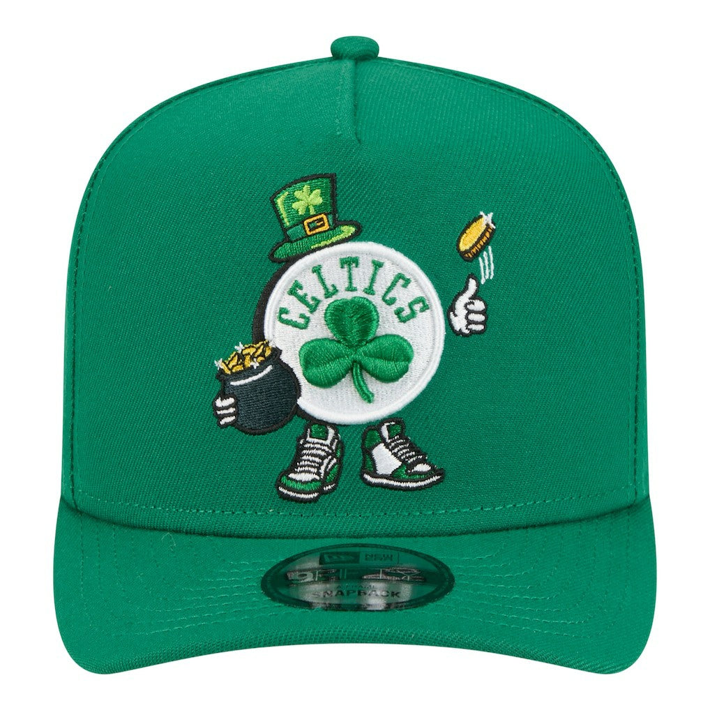 Kelly Green Boston Celtics Injection Cartoon Logo A-Frame 9FIFTY Adjustable Hat | NBA