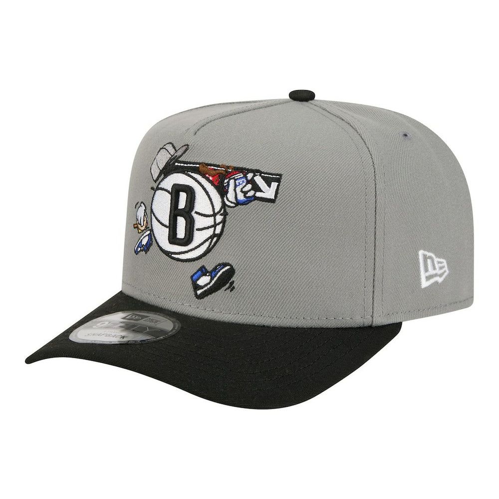 Gray Brooklyn Nets Injection Cartoon Logo A-Frame 9FIFTY Adjustable Hat | NBA