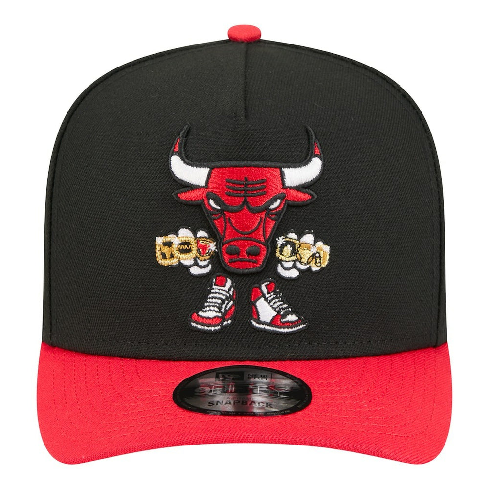 Black Chicago Bulls Injection Cartoon Logo A-Frame 9FIFTY Adjustable Hat | NBA