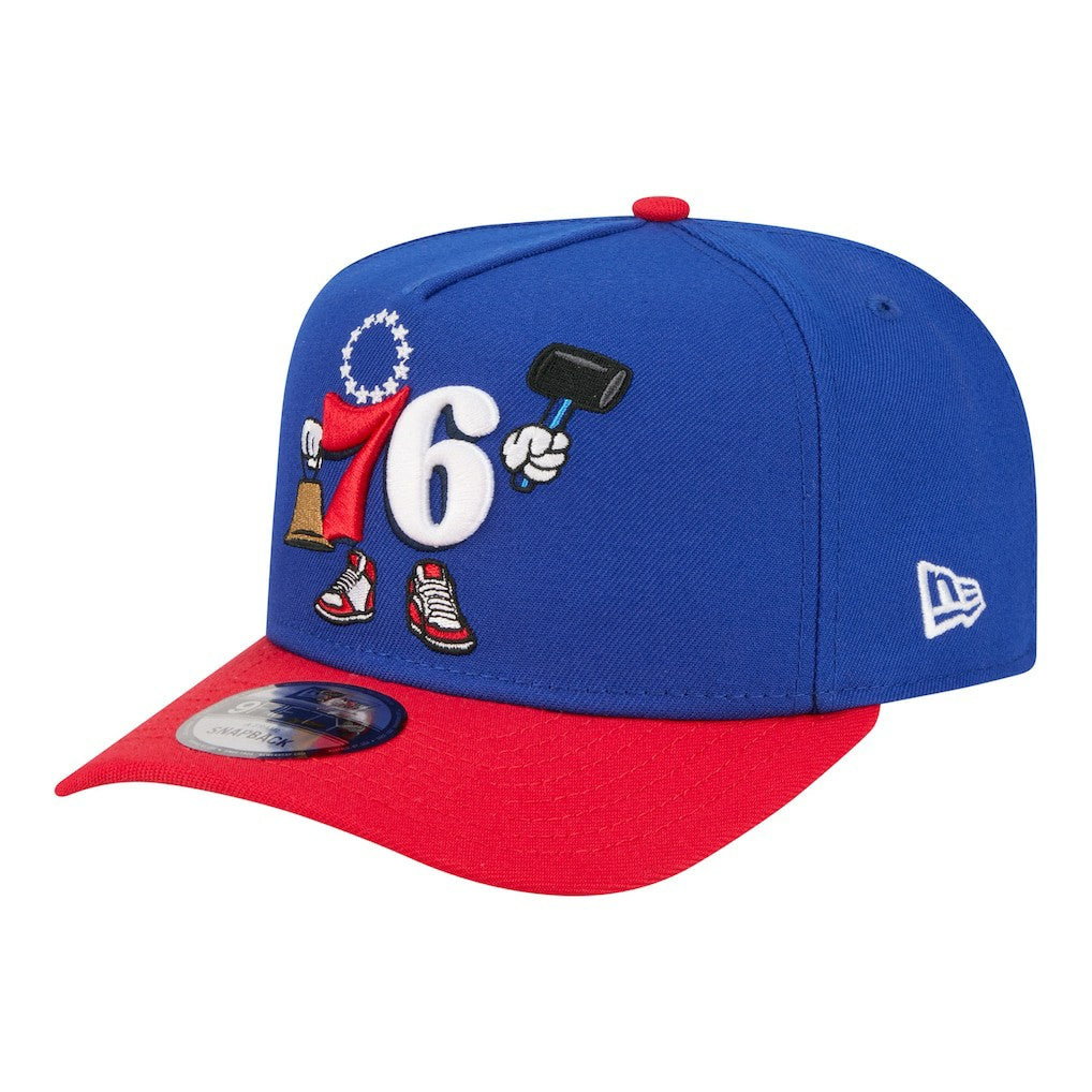 Royal Philadelphia 76ers Injection Cartoon Logo A-Frame 9FIFTY Adjustable Hat | NBA