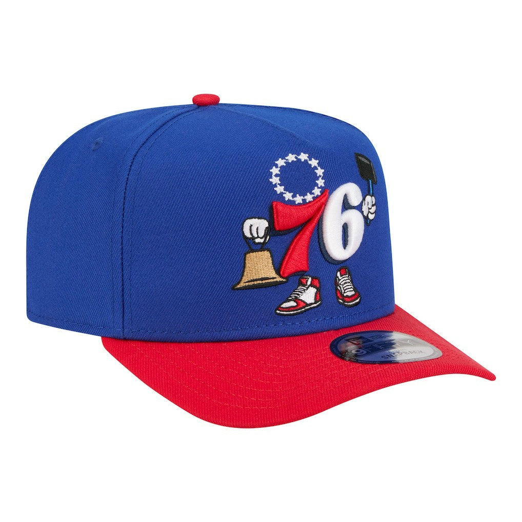 Royal Philadelphia 76ers Injection Cartoon Logo A-Frame 9FIFTY Adjustable Hat | NBA