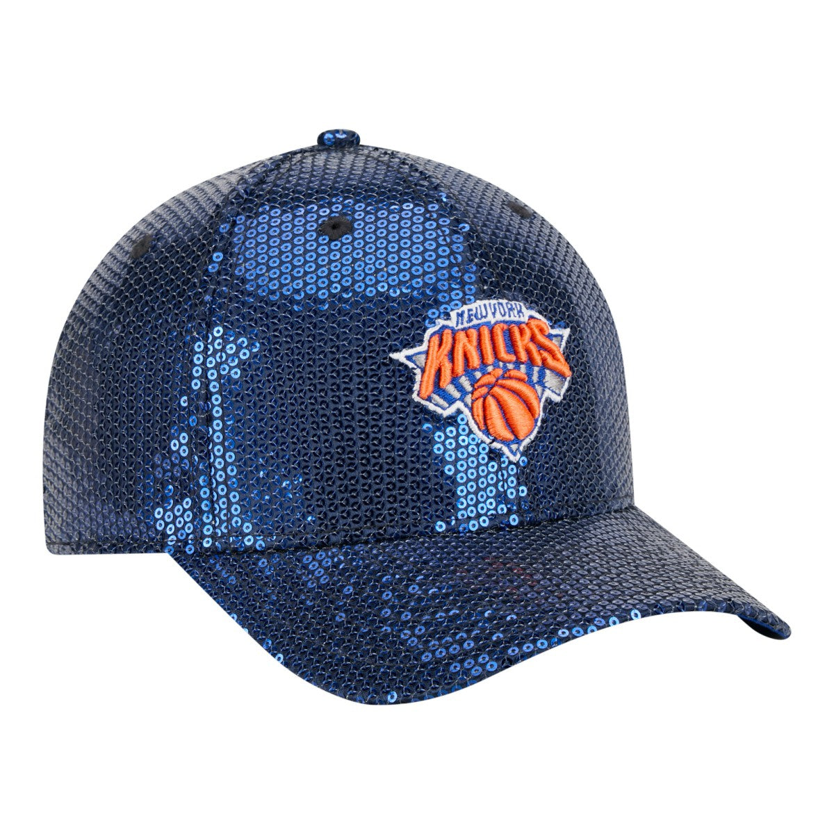 Blue New York Knicks Women's Sequin M-Crown 9FORTY Adjustable Hat | NBA