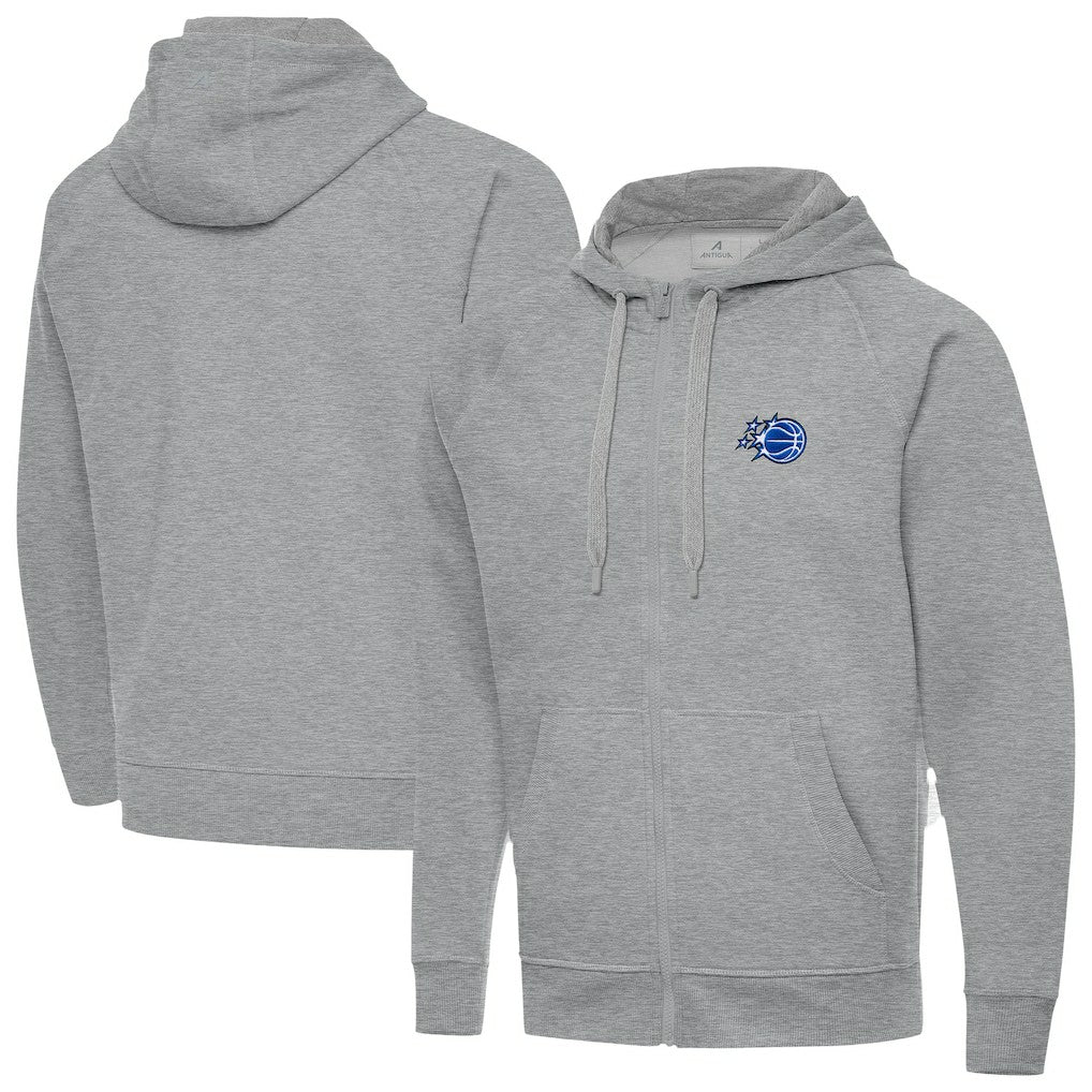 Heather Gray Orlando Magic Antigua New Logo Victory Full-Zip Hooded Sweatshirt | NBA